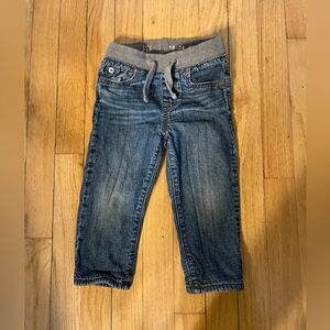 baby gap like new size 18-24 months fleece lined jeans gray draw top & very soft